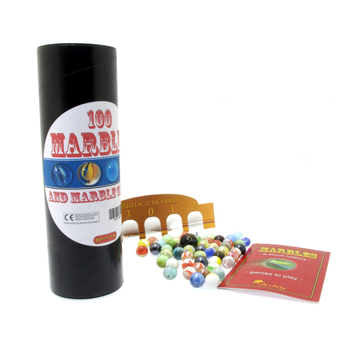 Marble set with marble, bridgeboard and booklet labeled '100 Marbles' 