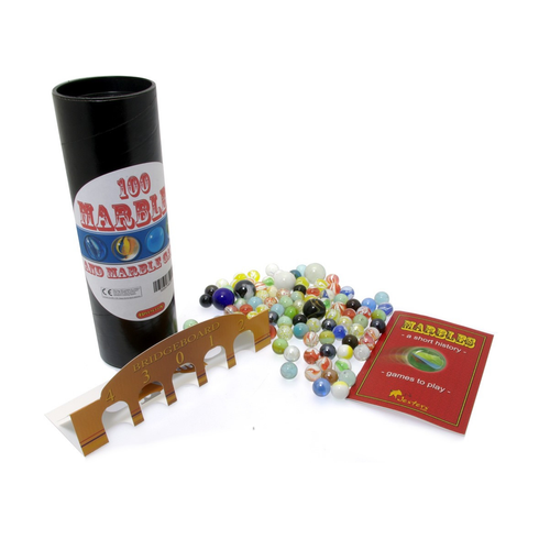 Marble set with marble, bridgeboard and booklet labelled '100 Marbles' 