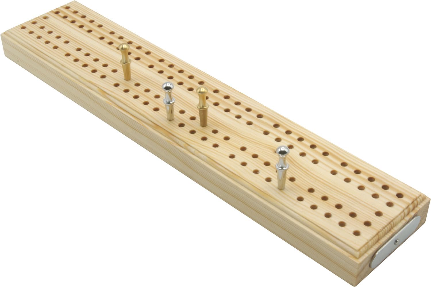 Wooden cribbage board with pegs 
