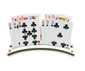 Wooden playing card holder with playing cards