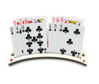Wooden playing card holder with playing cards