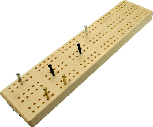 3 track Wooden cribbage board with cribbage pegs 