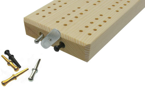 3 track Wooden cribbage board with peg storage