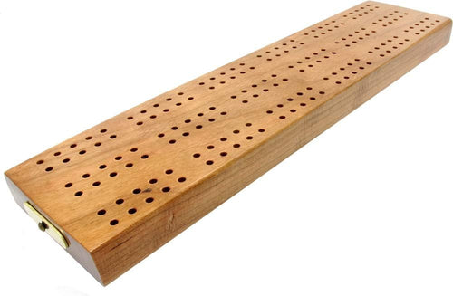 3 track Hardwood cribbage board with cribbage pegs 