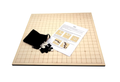 Large Go Board with instruction, black and white playing pieces and drawstring bag.
