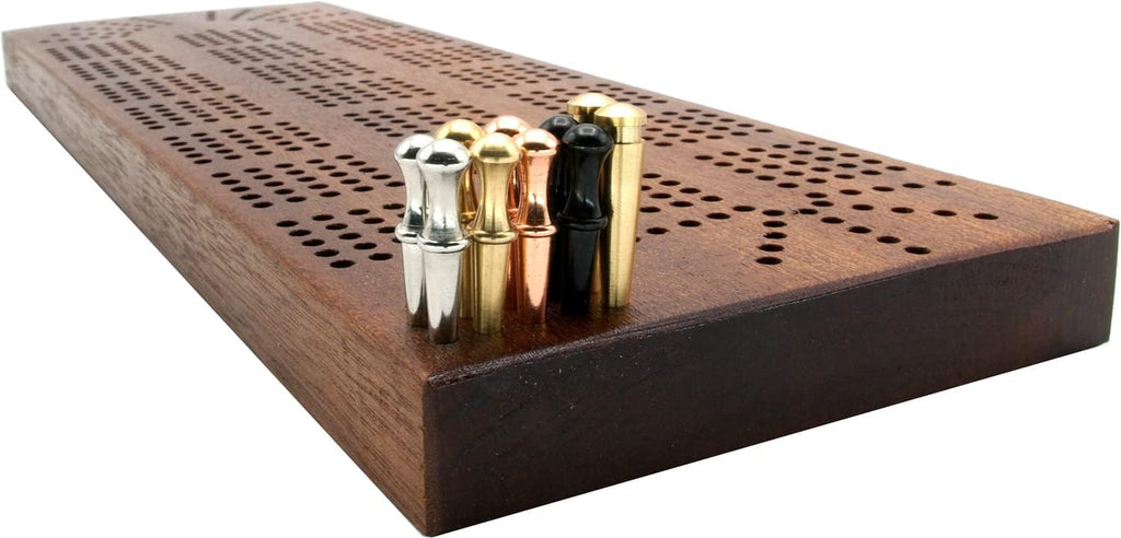 5 Track hardwood cribbage board with cribbage pegs