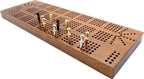 5 Track hardwood cribbage board with cribbage pegs 