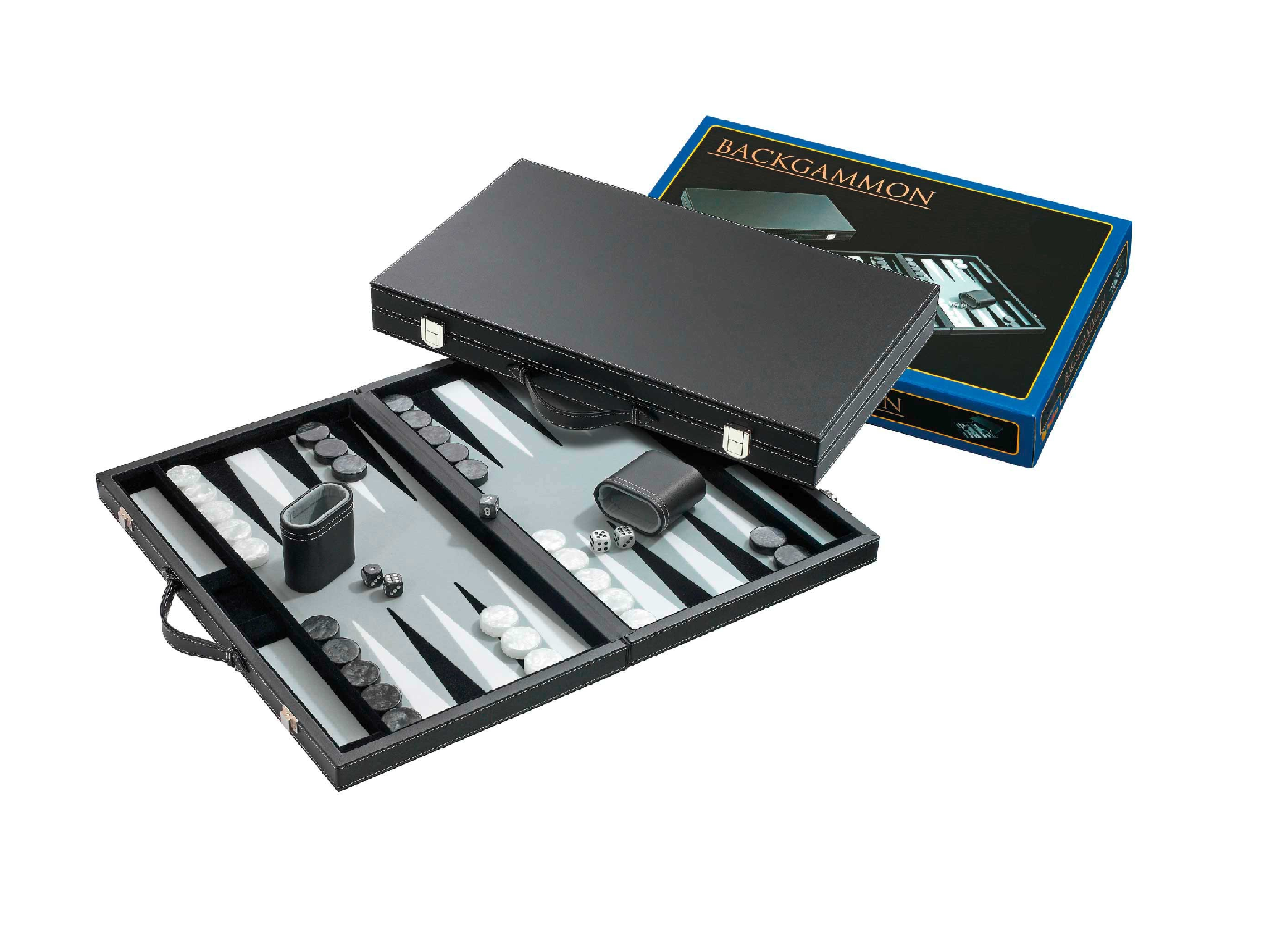 Deluxe black vinyl 15" Backgammon