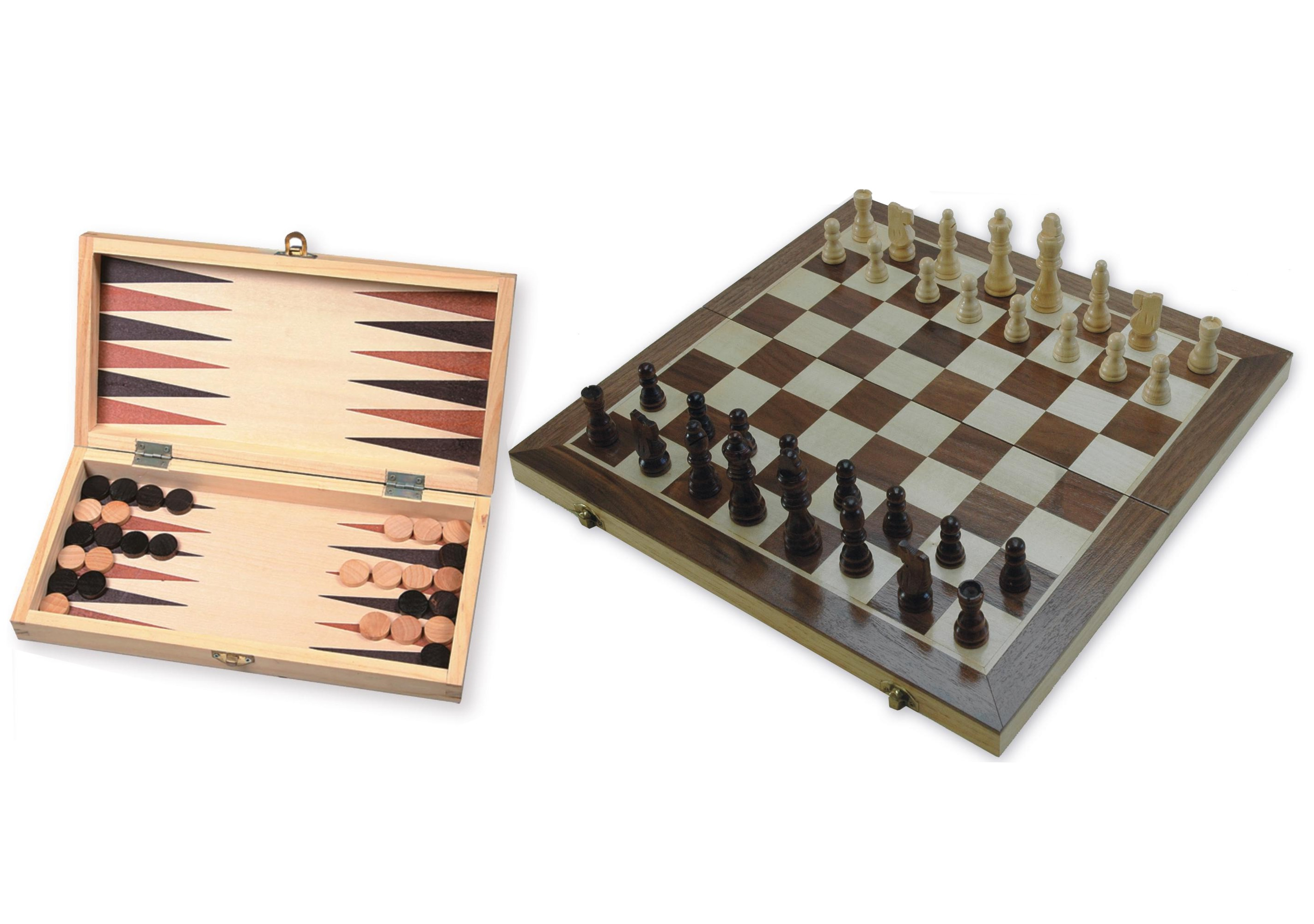 Foldable Chess/Backgammon Wooden Game