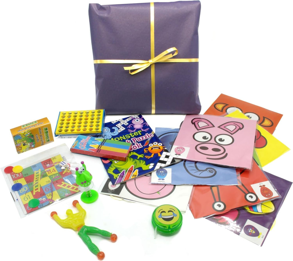 8 layer pass the parcel party game with a mix of toys