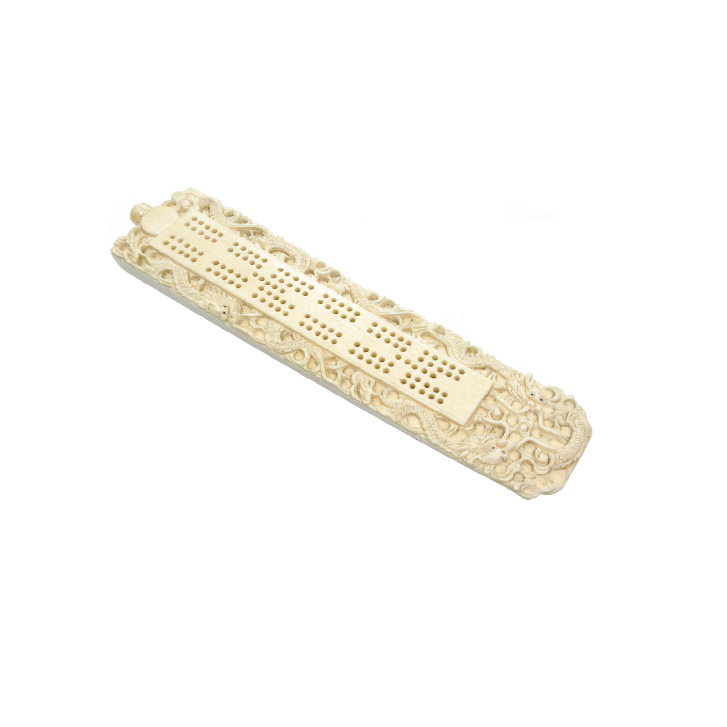 Chinese carved bone Cribbage Board
