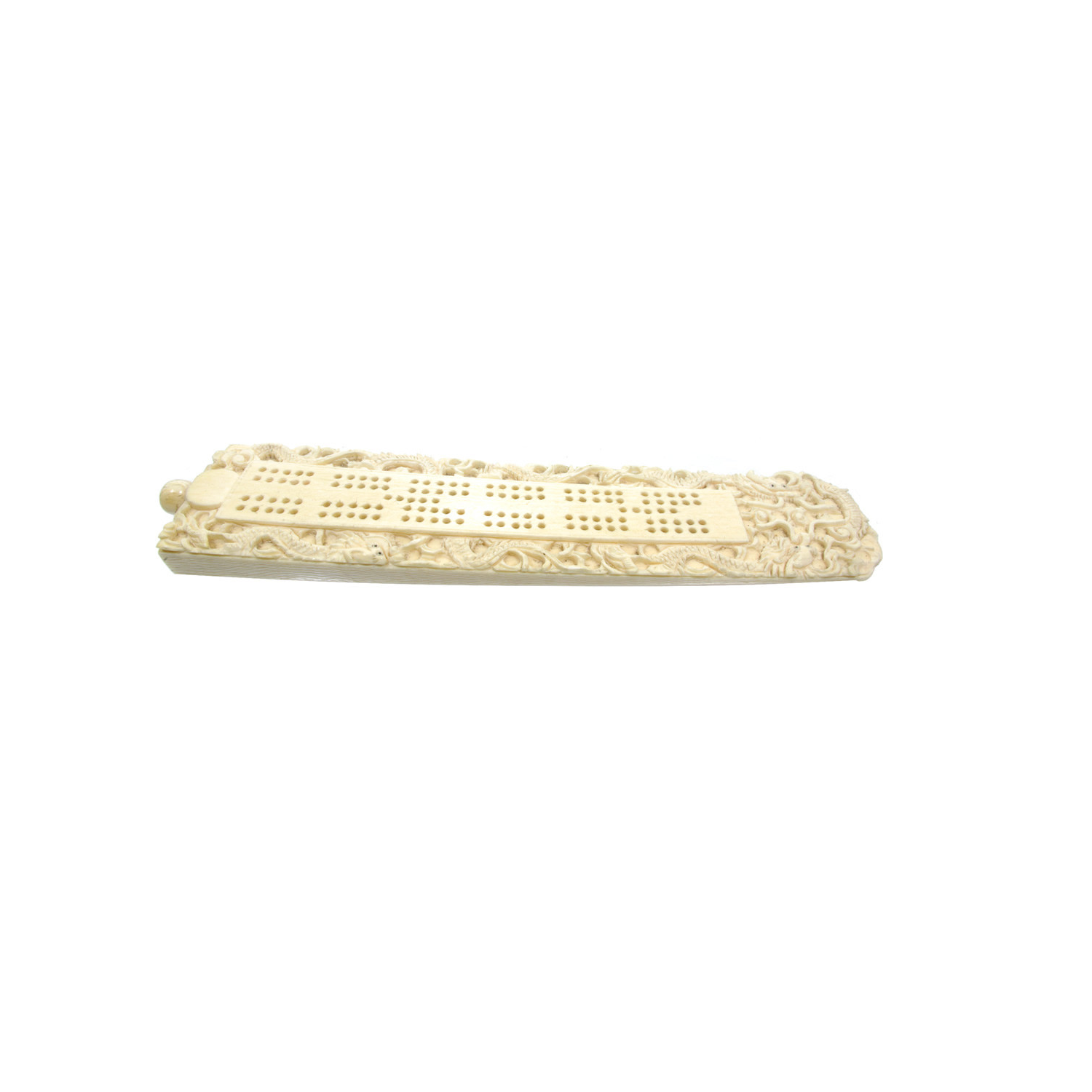 Chinese carved bone Cribbage Board
