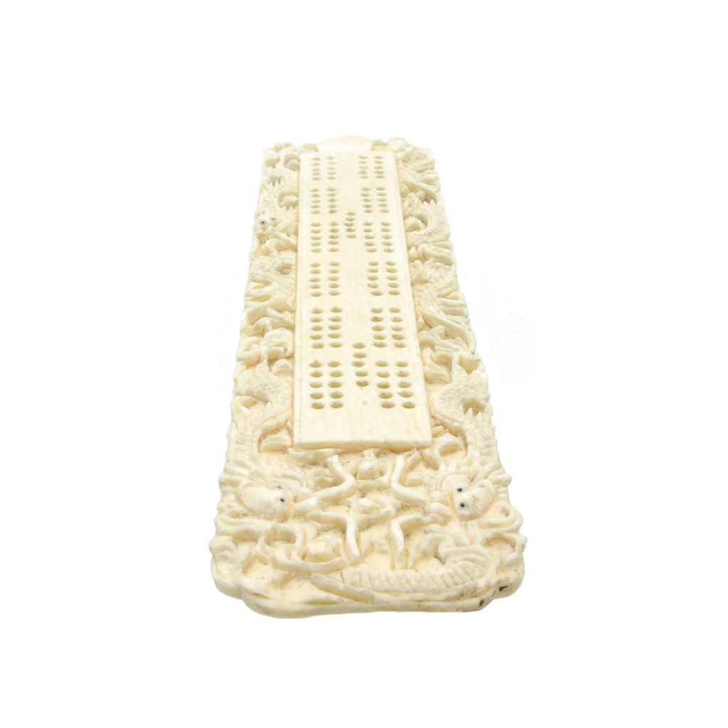 Chinese carved bone Cribbage Board
