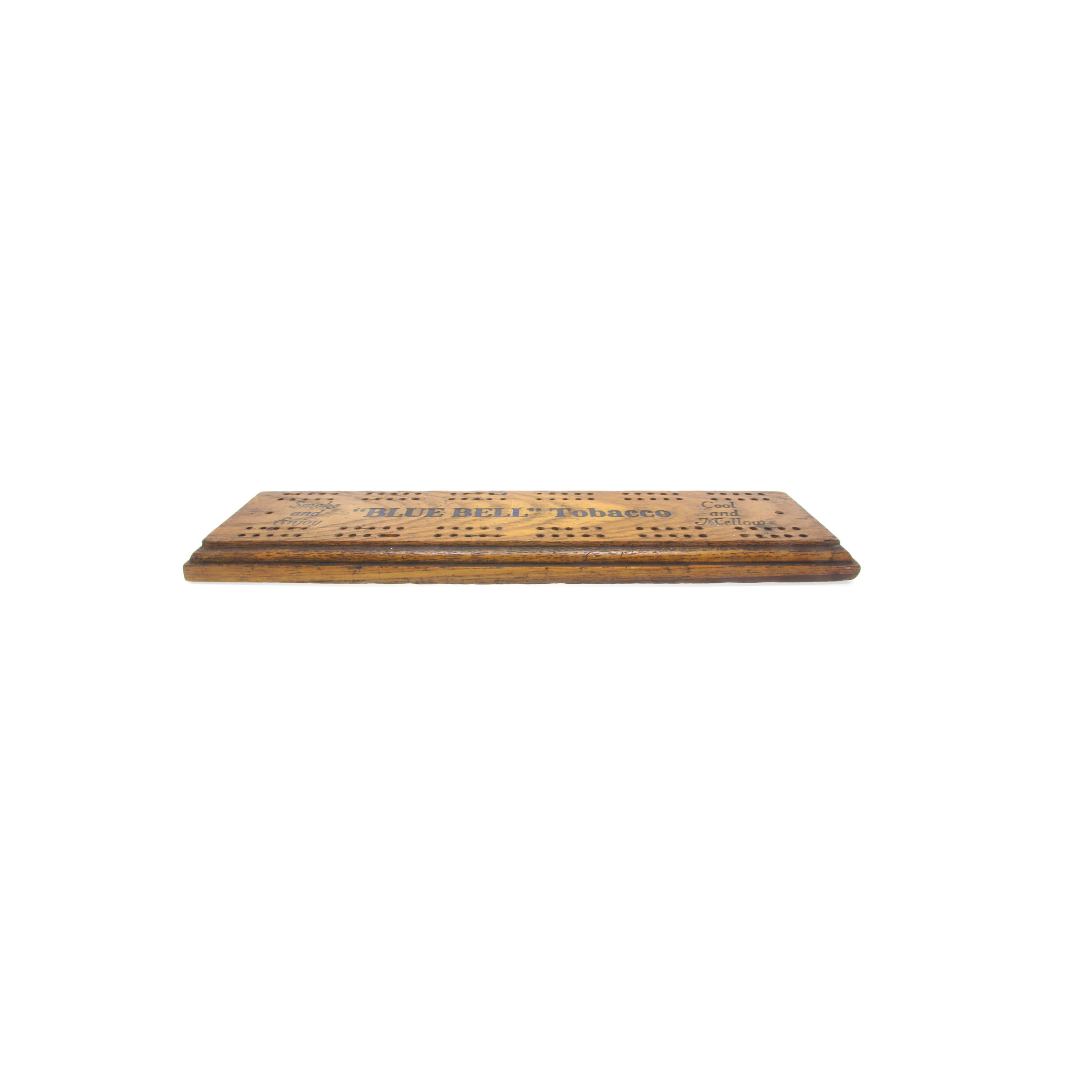Antique Blue Bell tobacco advertising cribbage board
