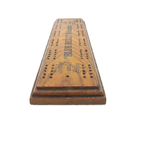 Antique Blue Bell tobacco advertising cribbage board
