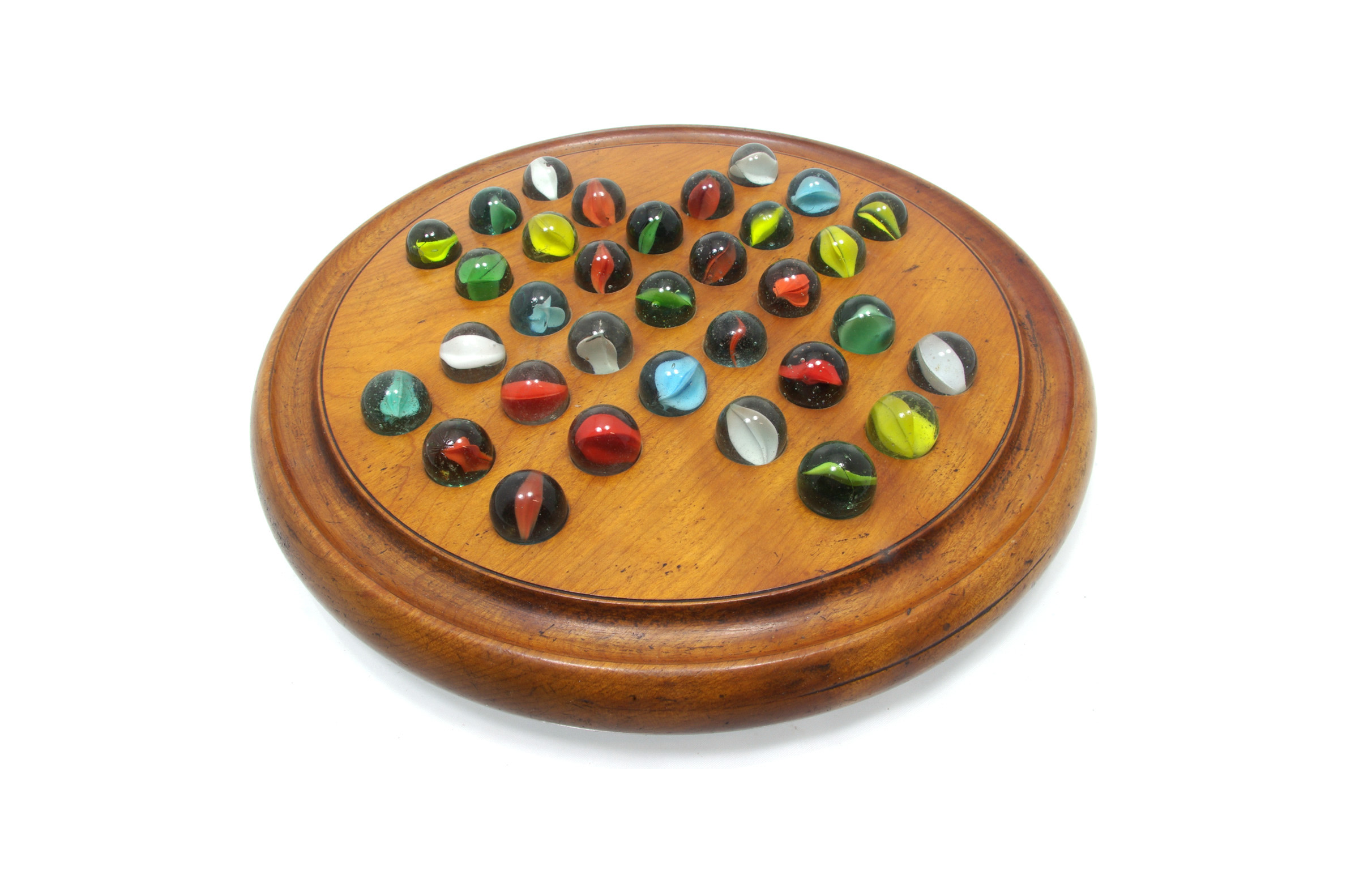 Antique wooden peg solitaire game
