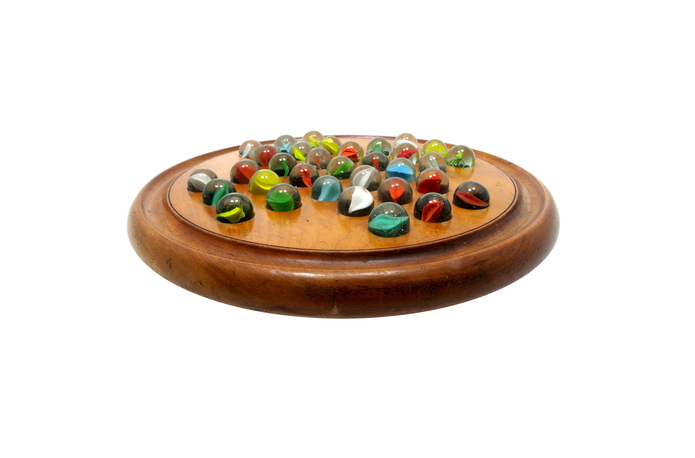 Antique wooden peg solitaire game
