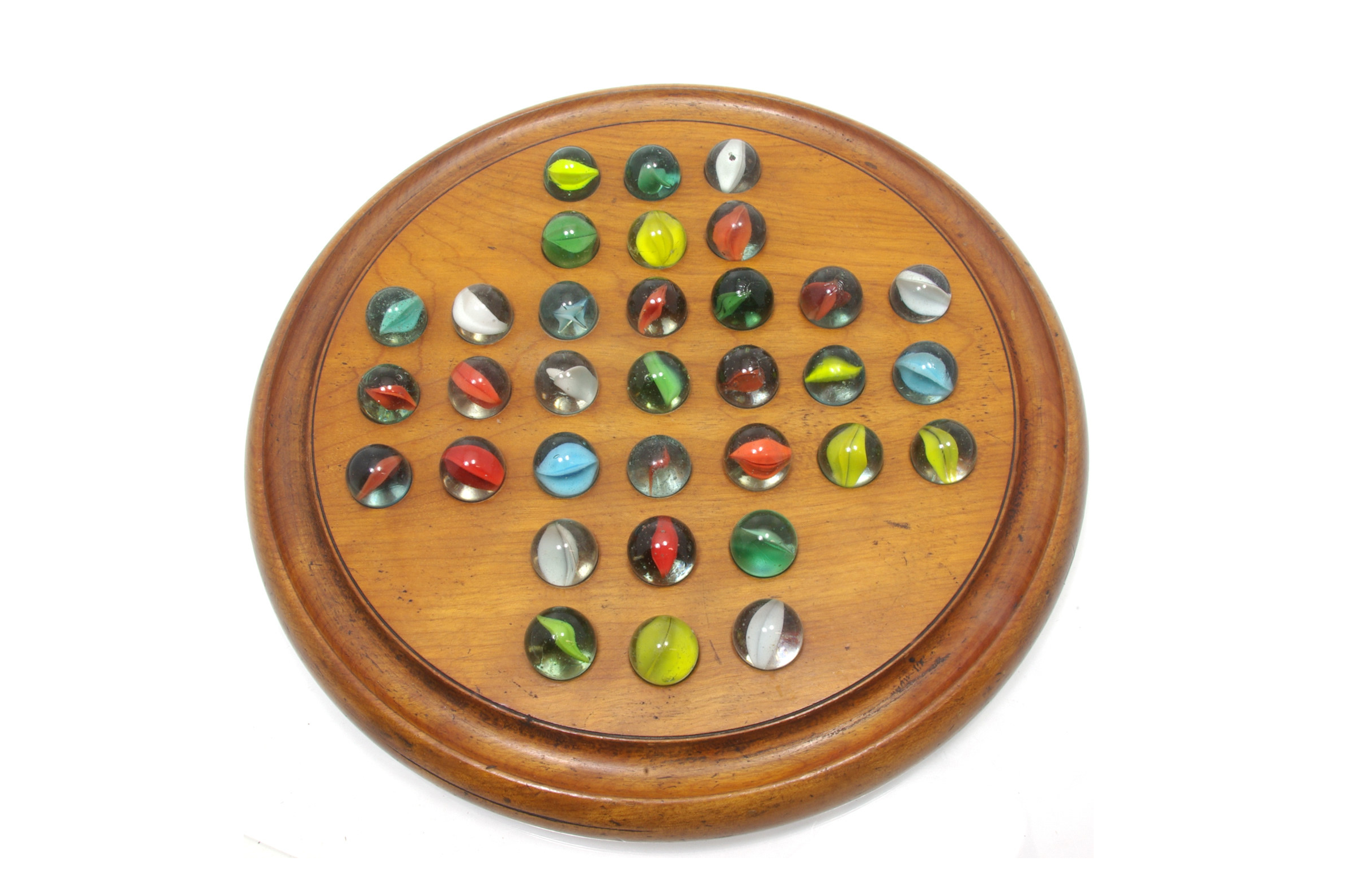 Antique wooden peg solitaire game

