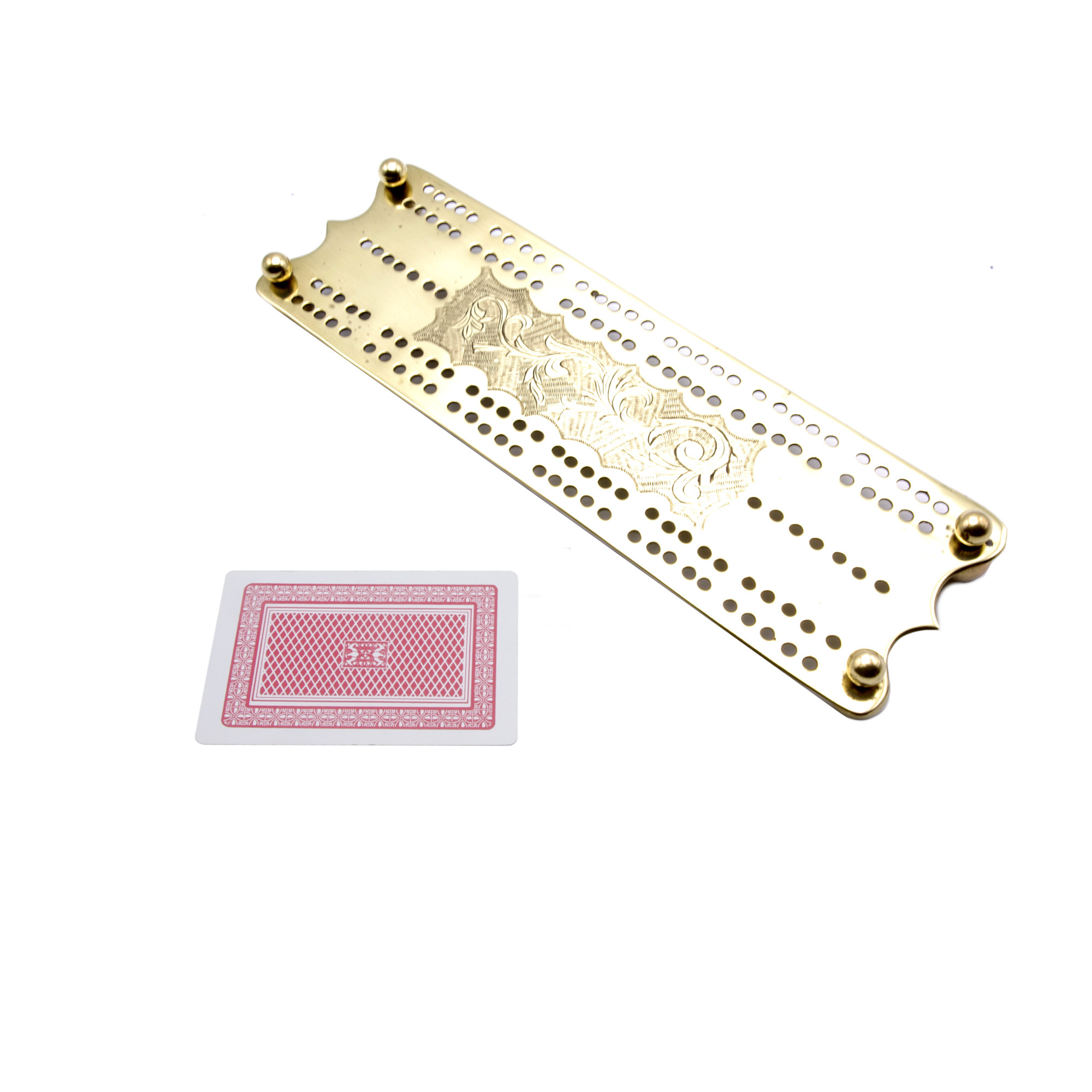 Engraved brass cribbage board