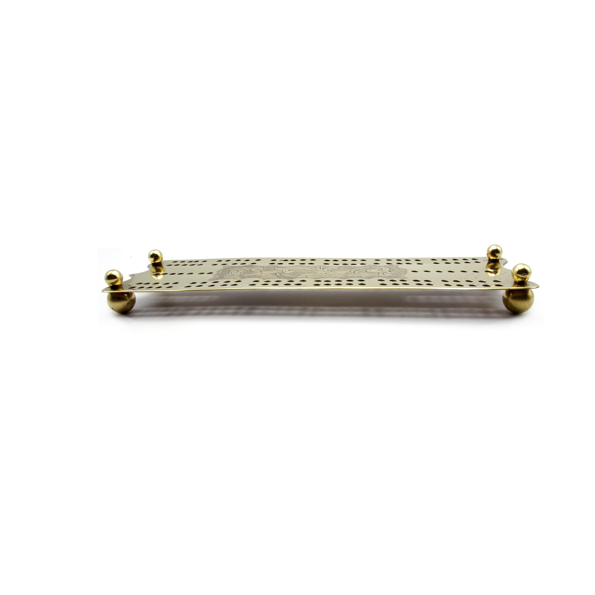 Engraved brass cribbage board