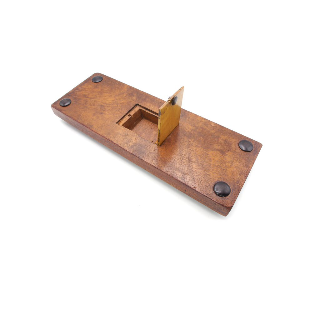 Antique Inlaid oak and brass cribbage board
