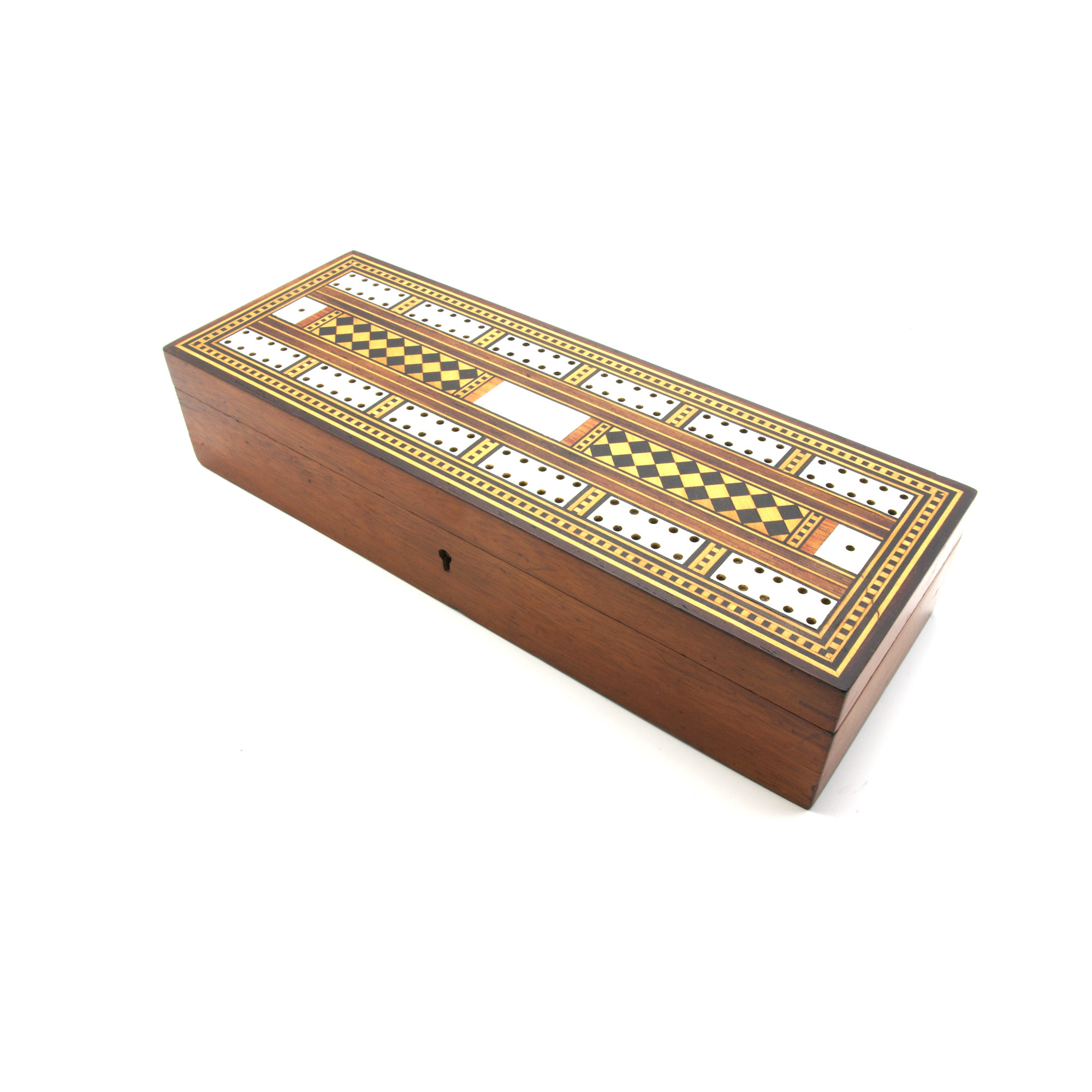 Inlaid Antique Cribbage Box