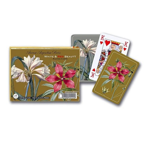 Floral-themed playing cards with matching box 