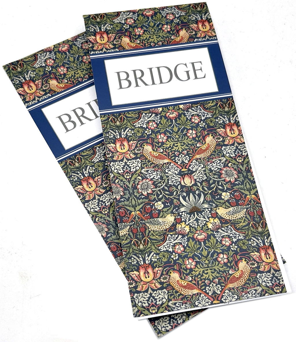 Deluxe Bridge Cards - William Morris Bridge score pad with Strawberry Thief pattern. Available in 2 or 4 pack.