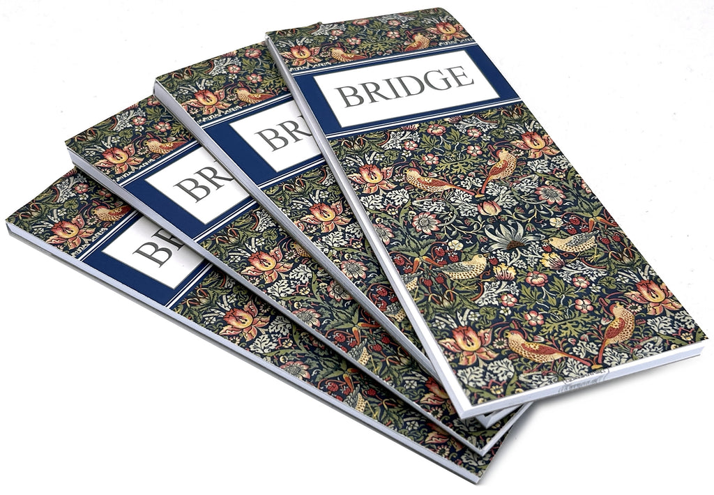 Deluxe Bridge Cards - William Morris Bridge score pad with Strawberry Thief pattern. Available in 2 or 4 pack.
