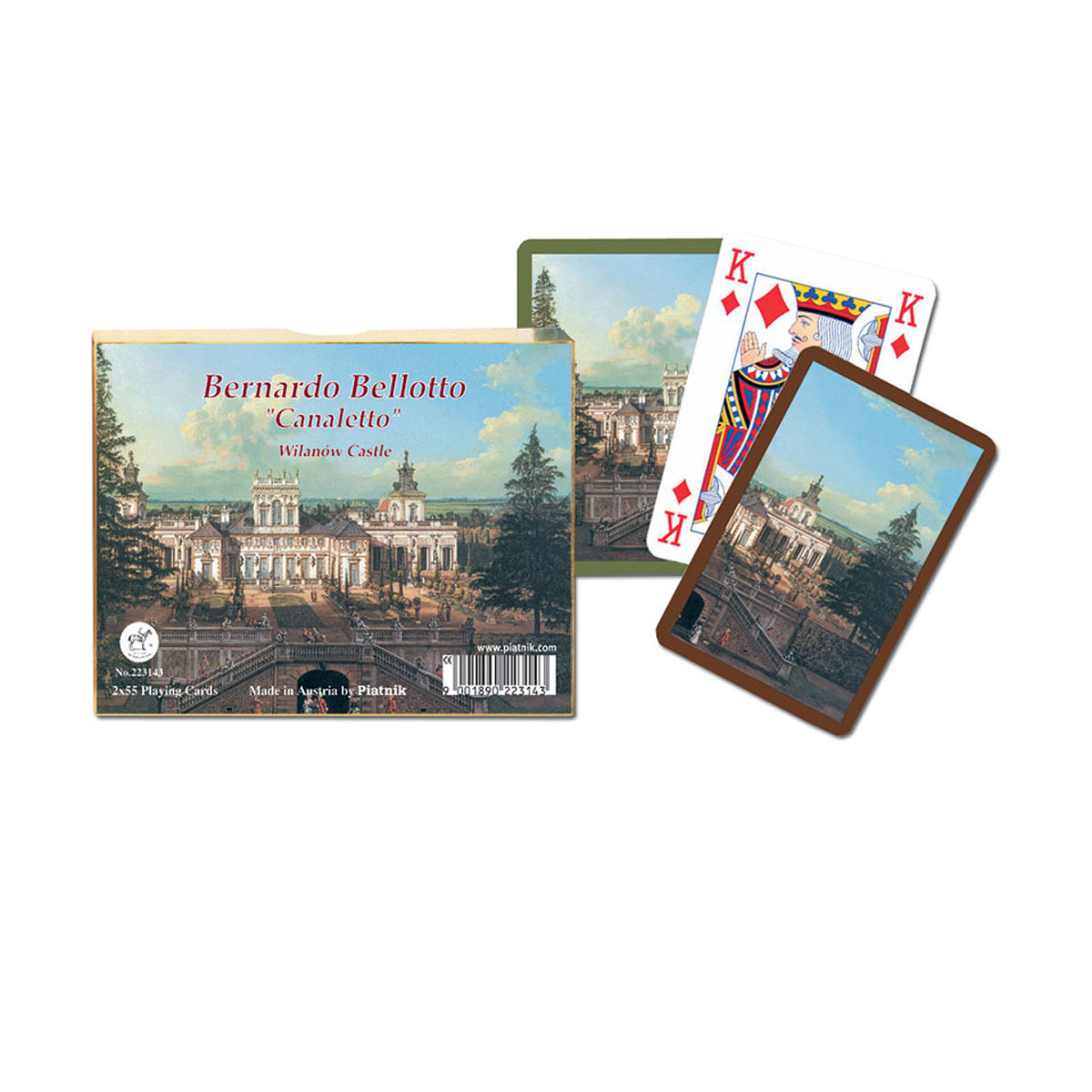 Playing cards with architectural designs 