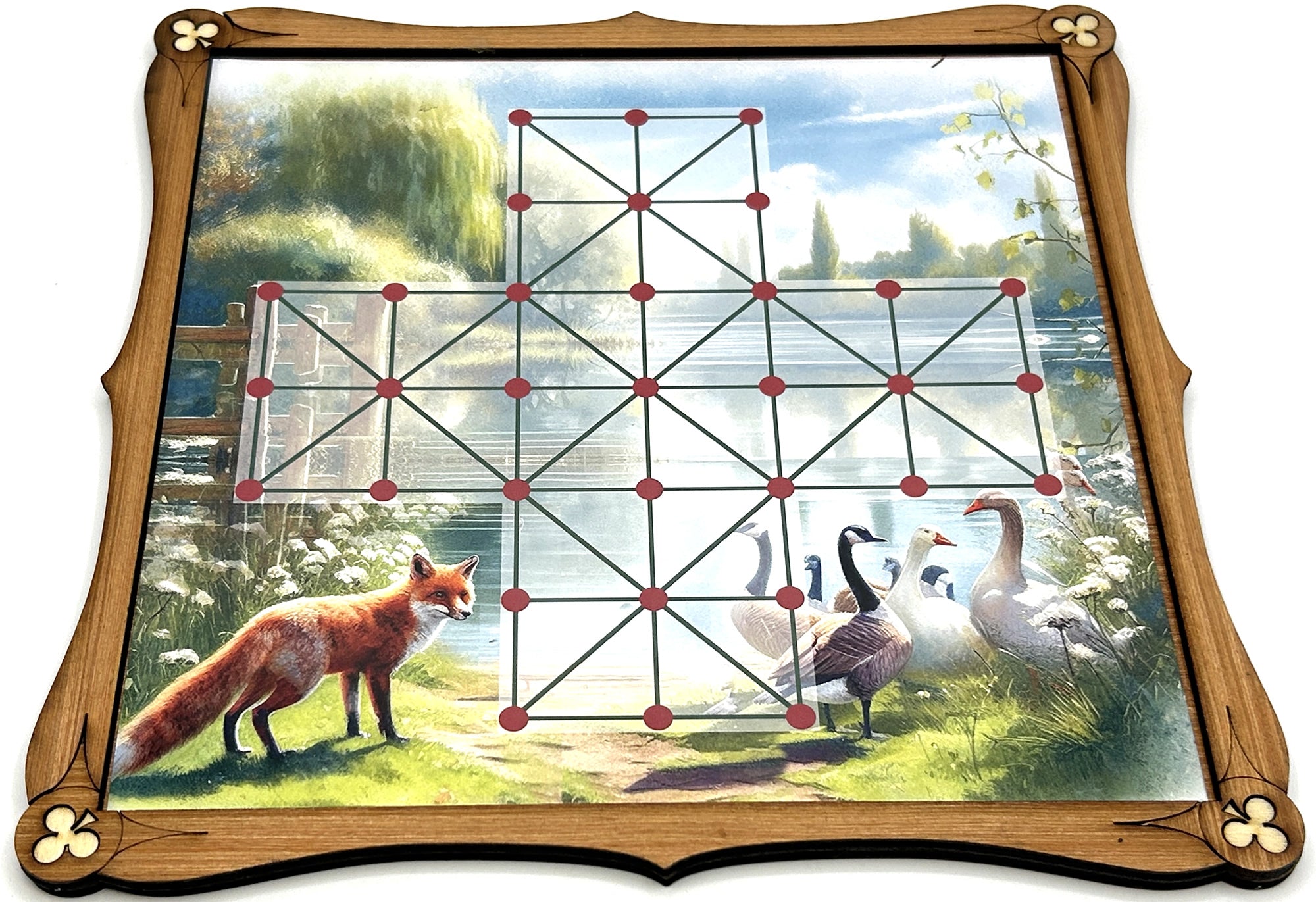 Wooden Fox and Geese Board Game