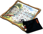 Wooden Fox and Geese Board Game with playing pieces and bag for playing pieces