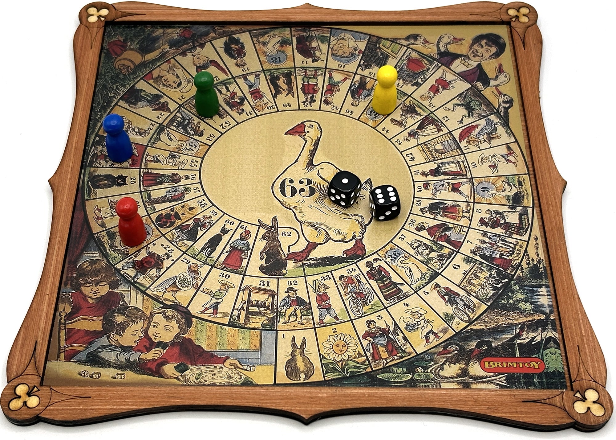 Wooden Game of Goose Board game with playing pieces