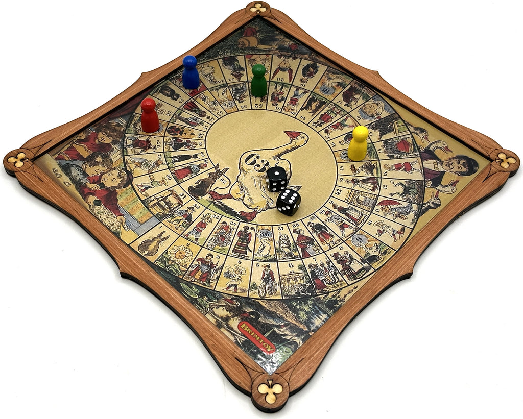 Wooden Game of Goose Board game with playing pieces