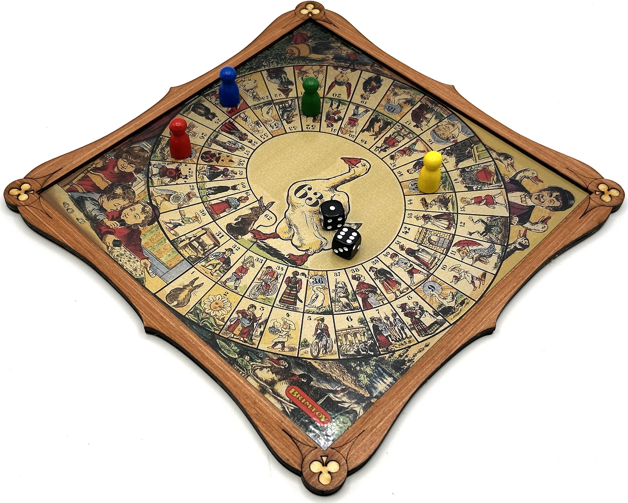 Wooden Game of Goose Board game with playing pieces