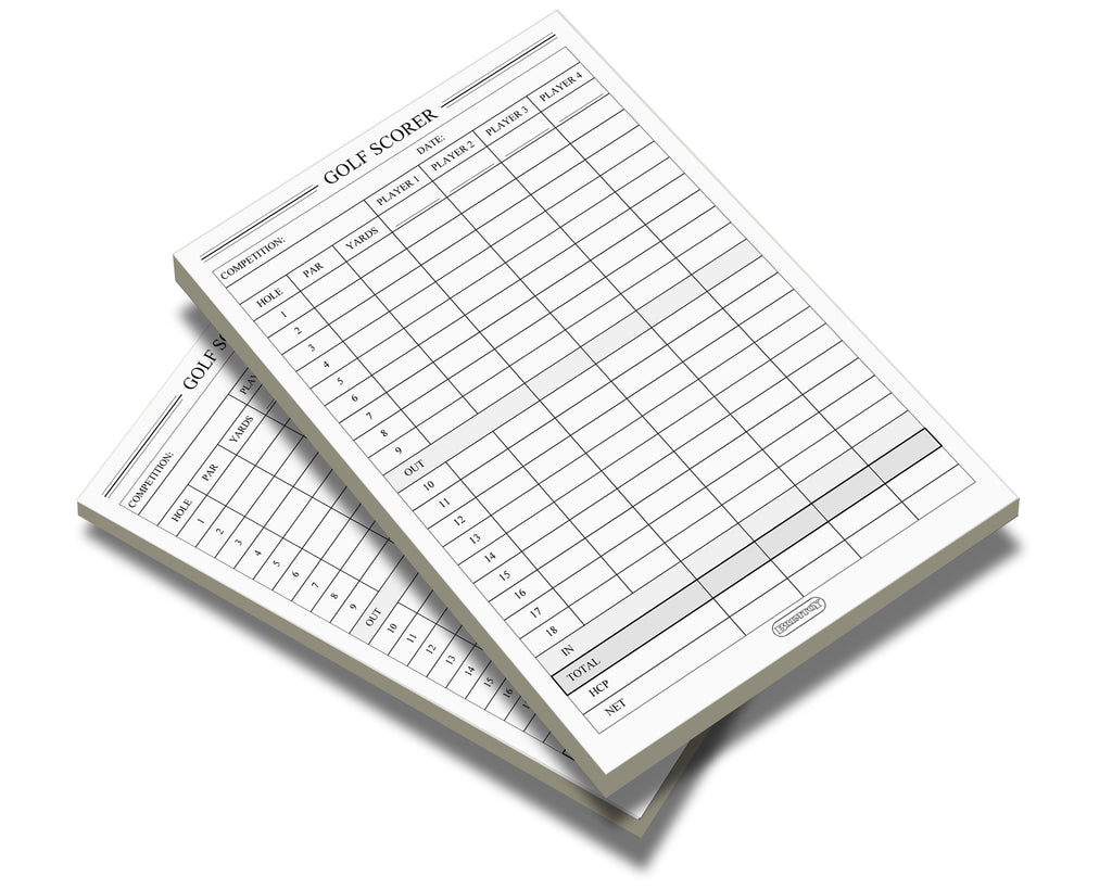 Golf score pads/scoring cards - Available in 2, 4 or 12 pack.