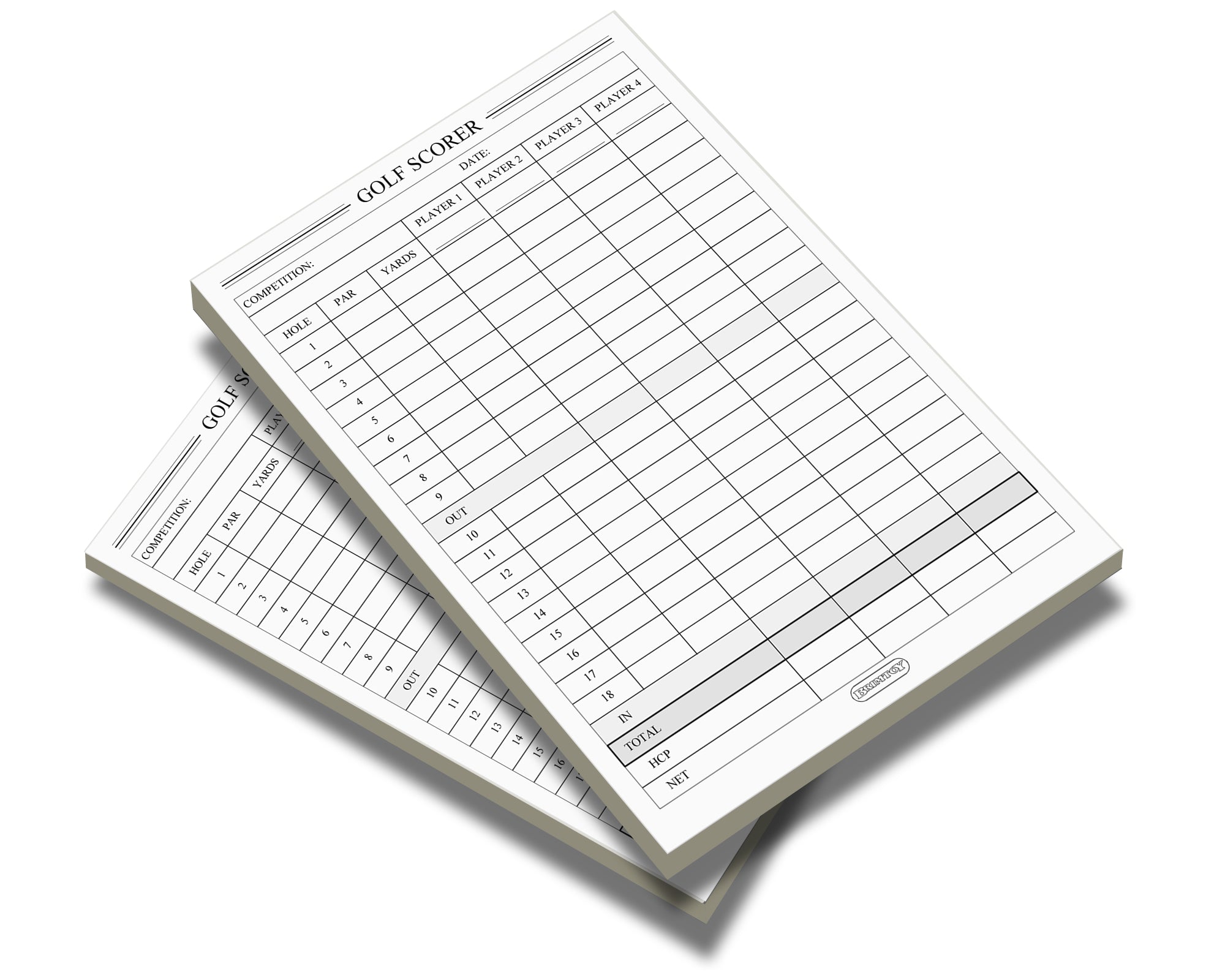 Golf score pads/scoring cards - Available in 2, 4 or 12 pack.