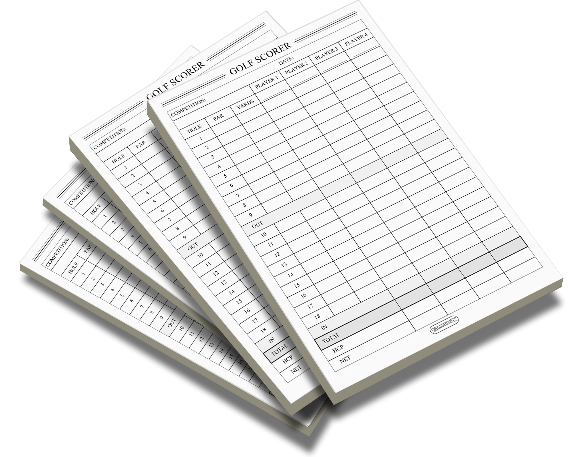 Golf score pads/scoring cards - Available in 2, 4 or 12 pack.