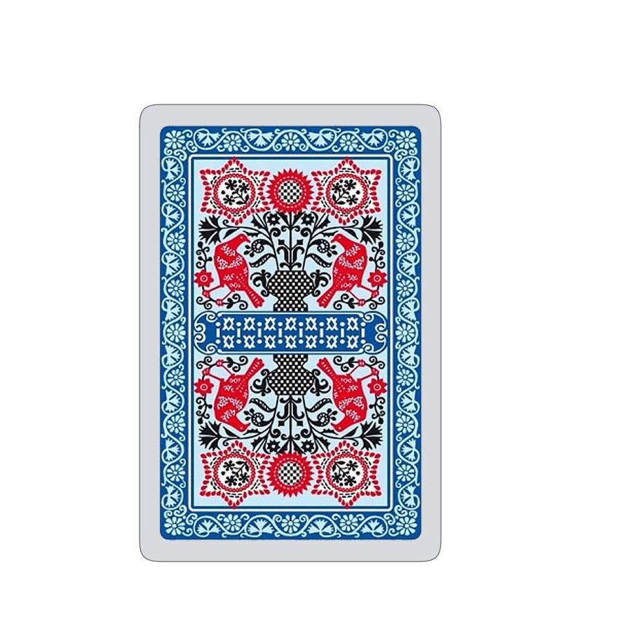 Pigeons Blue Decorative playing cards with red and black design 