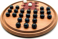 Round Asalto wooden board game with marble playing pieces