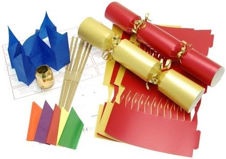 Red & Gold make your own Christmas crackers with jokes, hats, snaps and ribbon