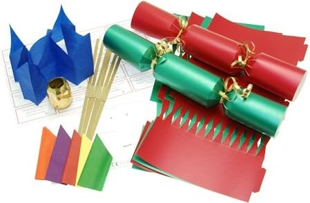 Red & Green make your own Christmas crackers with jokes, hats, snaps and ribbon