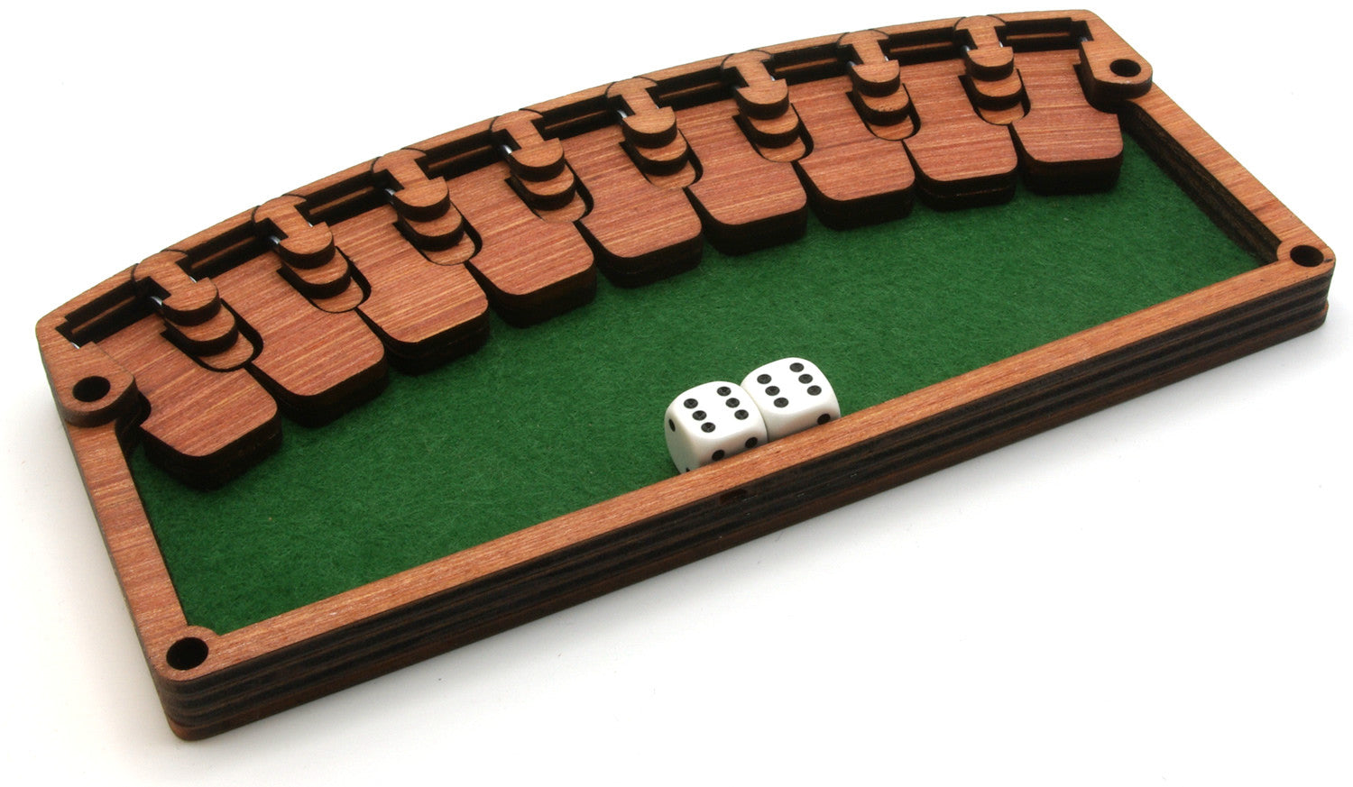 Wooden shut the box game with dice