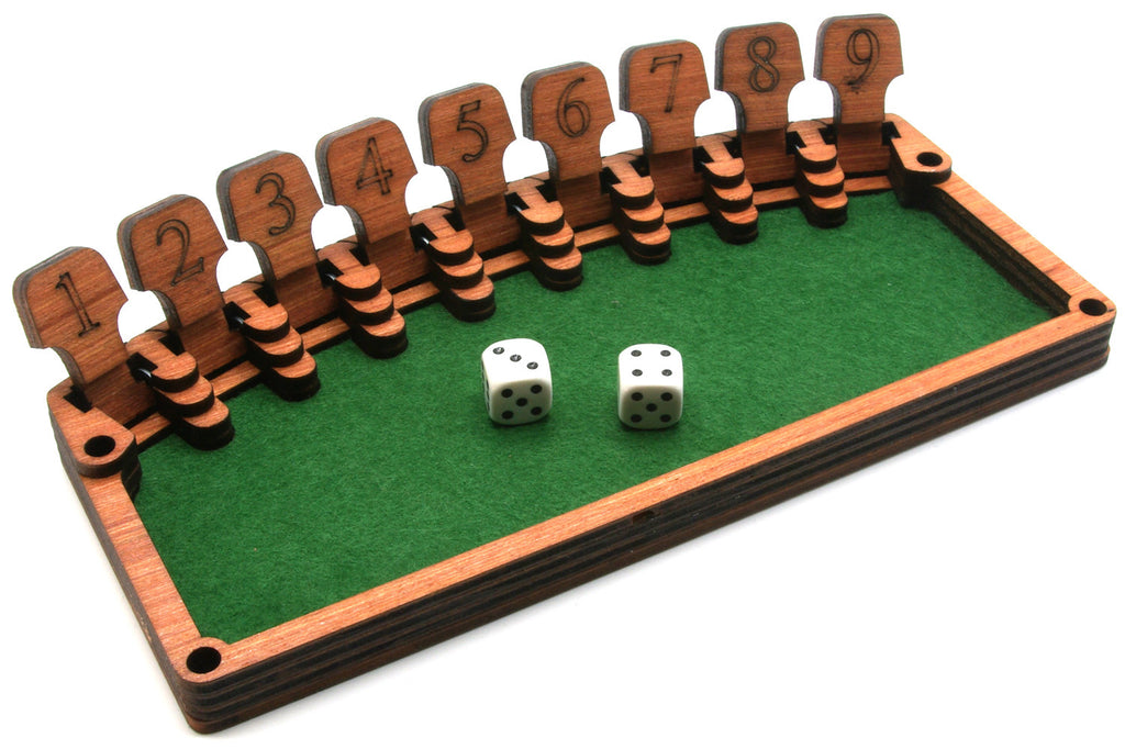 Wooden Shut the box game with Dice