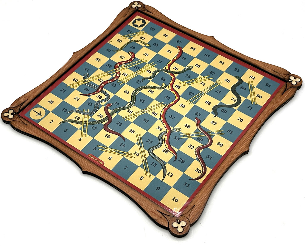 Wooden snakes and ladders board game 