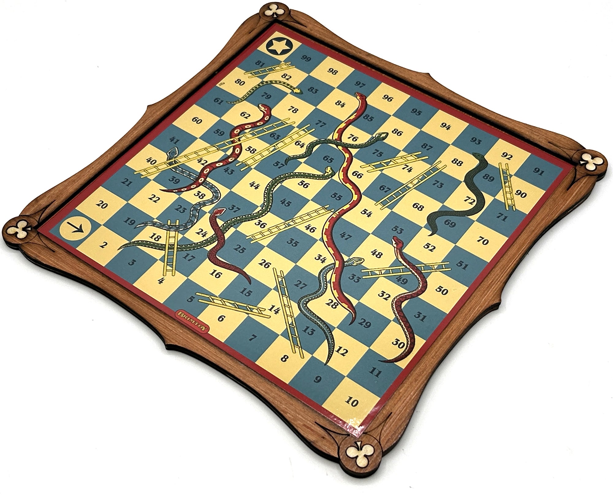 Wooden snakes and ladders board game 