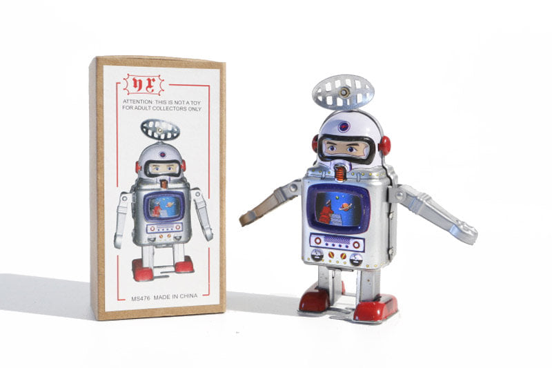 Aerial Vintage-style robot tin toy with packaging 