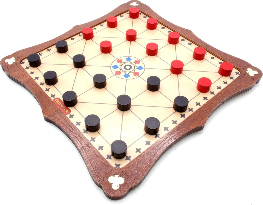 Alquerque board game with playing pieces 