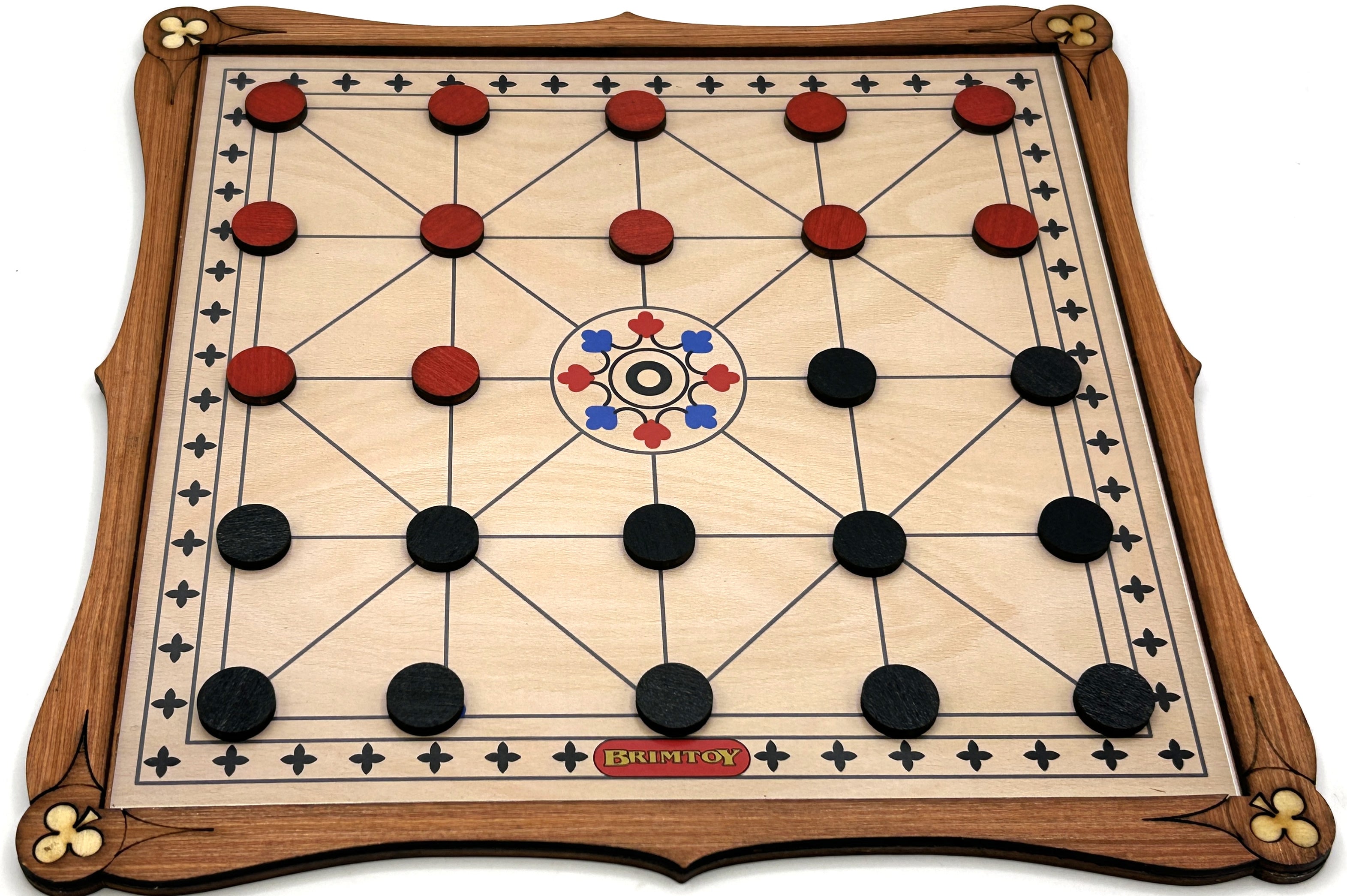 Wooden Alquerque Board Game with playing pieces