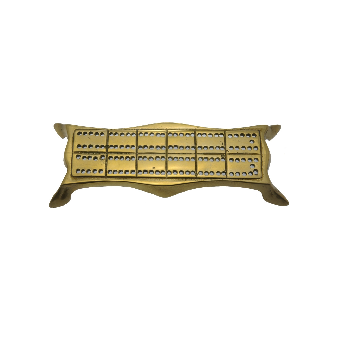 Antique Ornate Brass shaped cribbage board